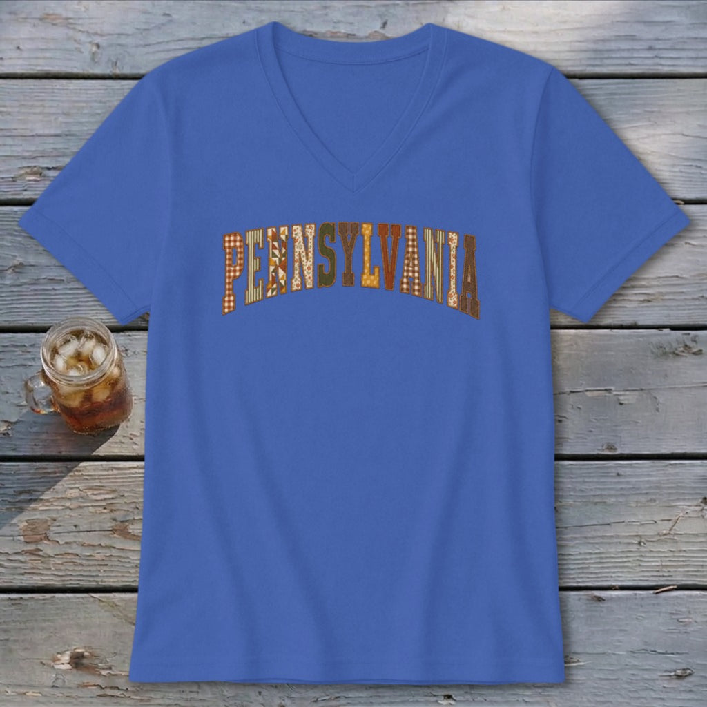 Pennsylvania Faux Embroidery Letters V-neck