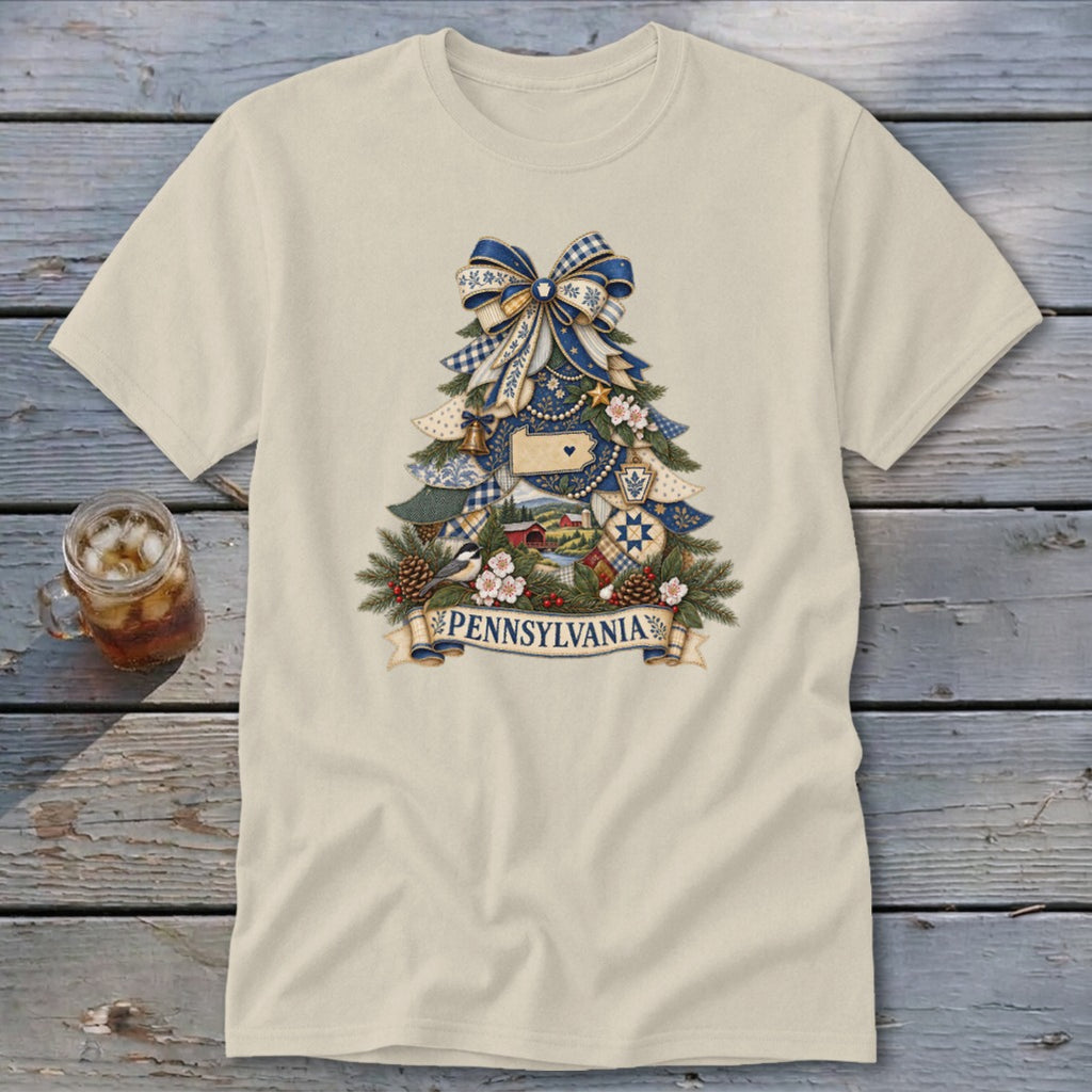 Pennsylvania Faux Patchwork Christmas Tree Classic Tee