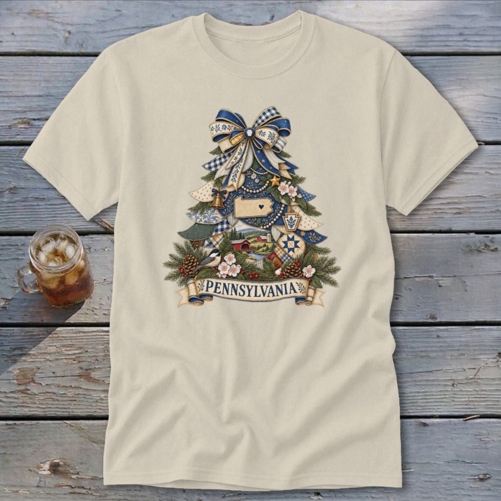 Pennsylvania Faux Patchwork Christmas Tree Classic Tee