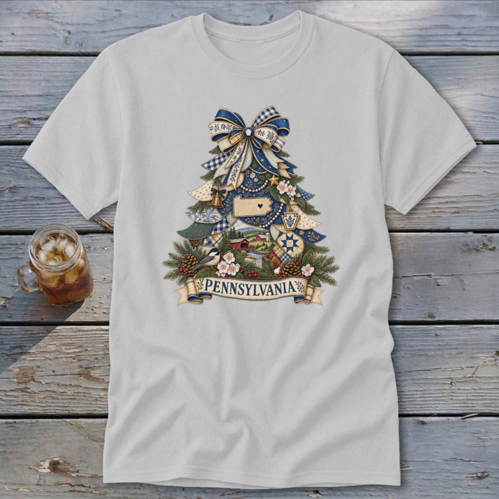 Pennsylvania Faux Patchwork Christmas Tree Classic Tee