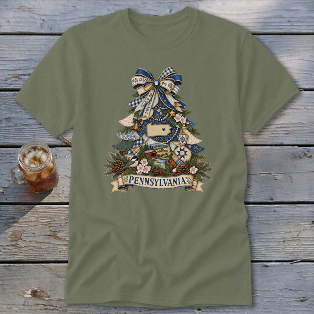 Pennsylvania Faux Patchwork Christmas Tree Classic Tee