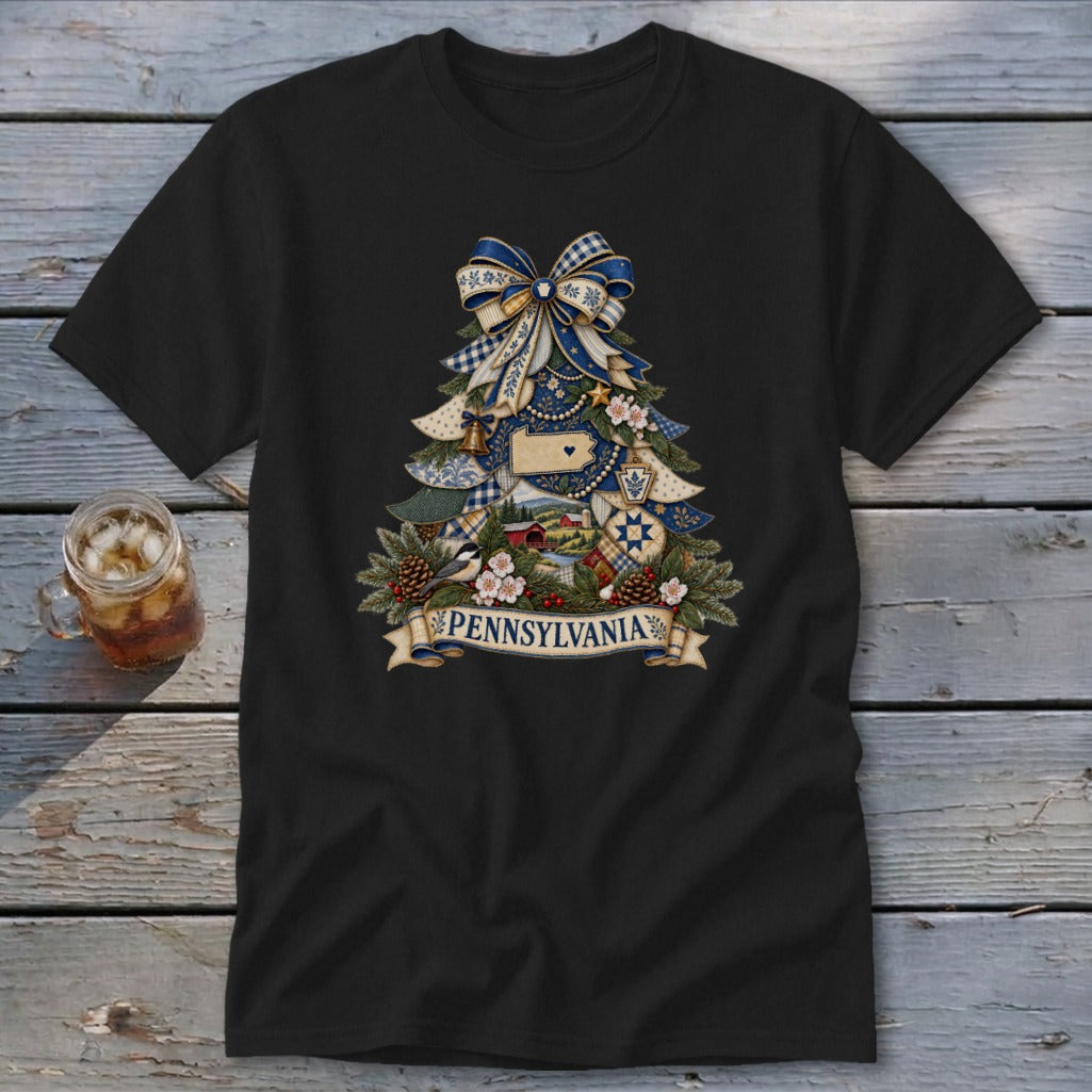 Pennsylvania Faux Patchwork Christmas Tree Classic Tee