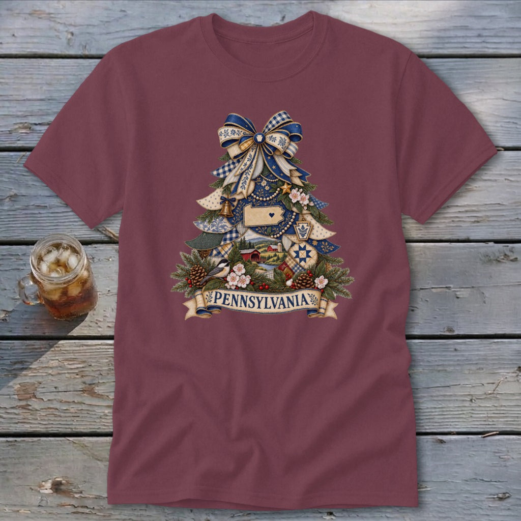 Pennsylvania Faux Patchwork Christmas Tree Classic Tee
