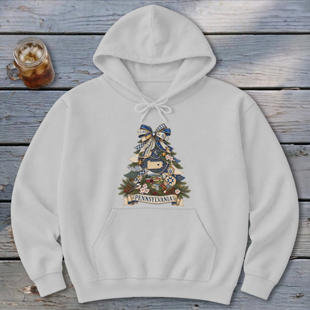 Pennsylvania Faux Patchwork Christmas Tree Hoodie