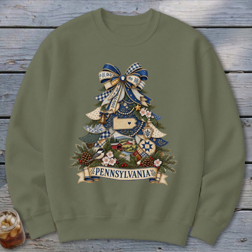 Pennsylvania Faux Patchwork Christmas Tree Sweatshirt