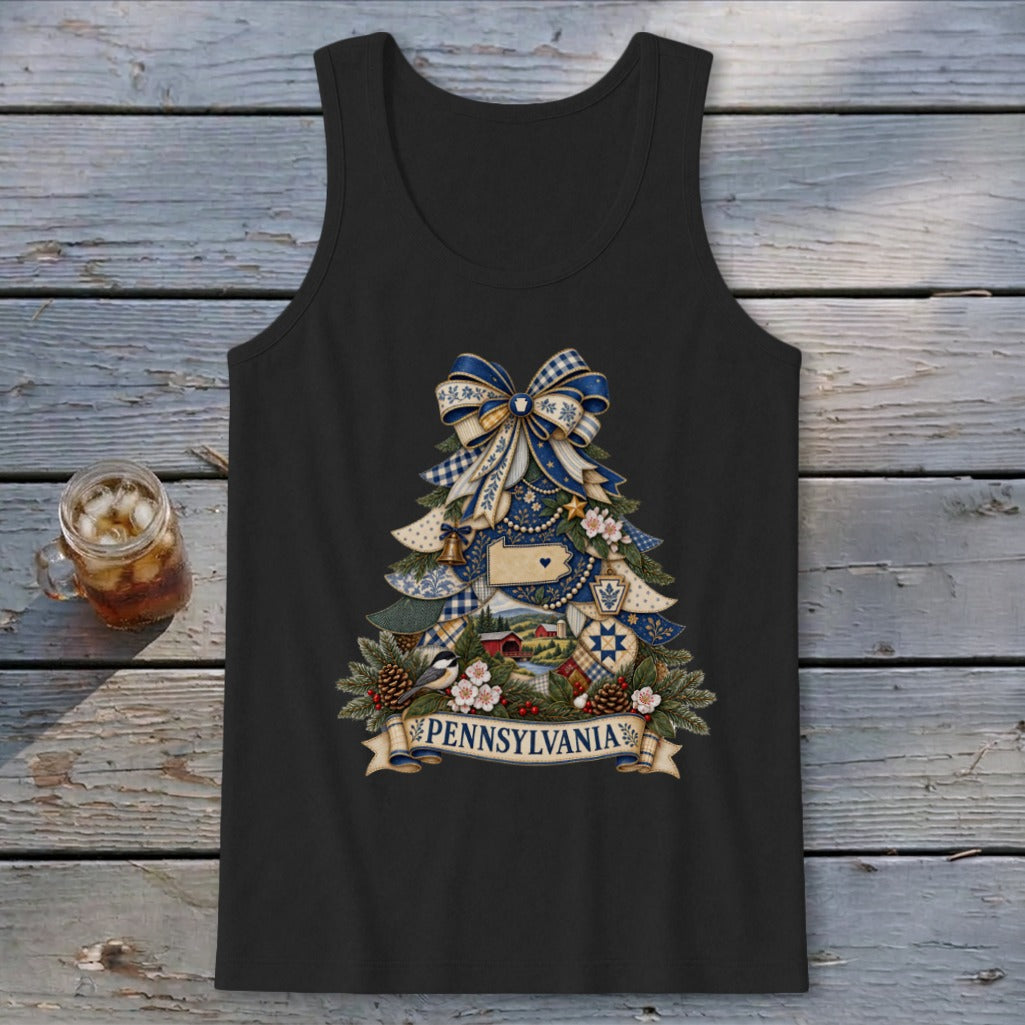 Pennsylvania Faux Patchwork Christmas Tree Tank Top