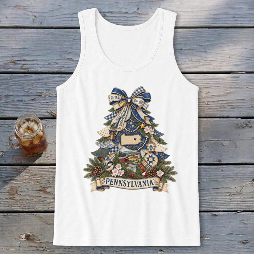 Pennsylvania Faux Patchwork Christmas Tree Tank Top