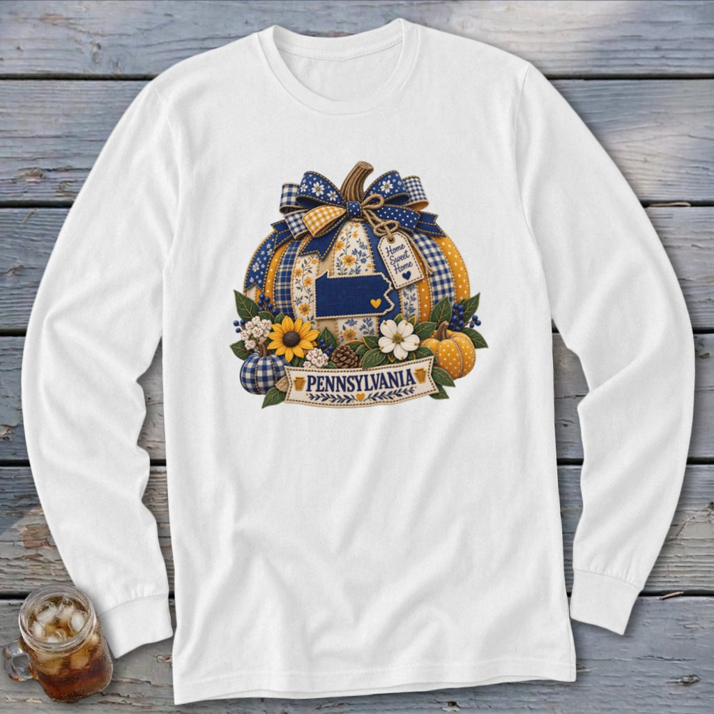 Pennsylvania Faux Patchwork Pumpkin Long Sleeve Tee