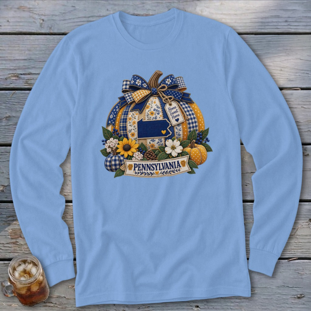 Pennsylvania Faux Patchwork Pumpkin Long Sleeve Tee