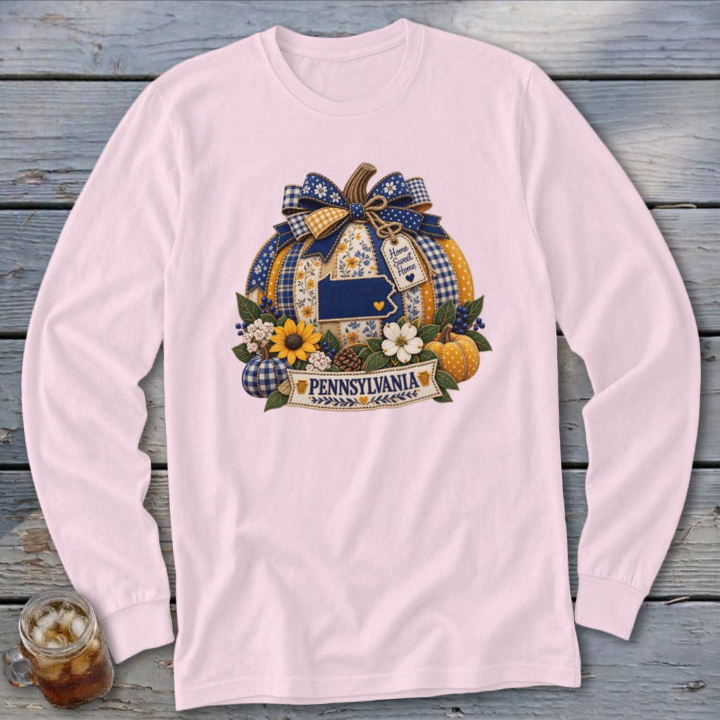 Pennsylvania Faux Patchwork Pumpkin Long Sleeve Tee