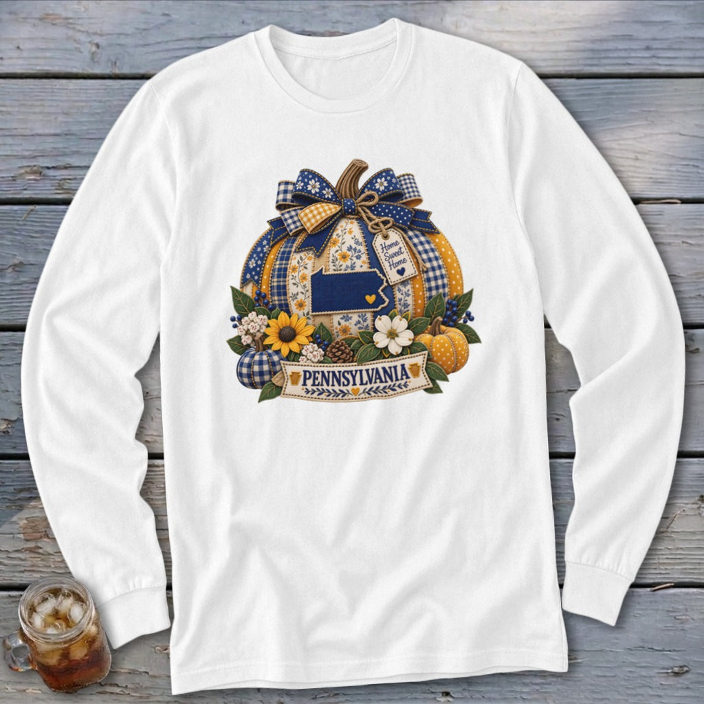 Pennsylvania Faux Patchwork Pumpkin Long Sleeve Tee
