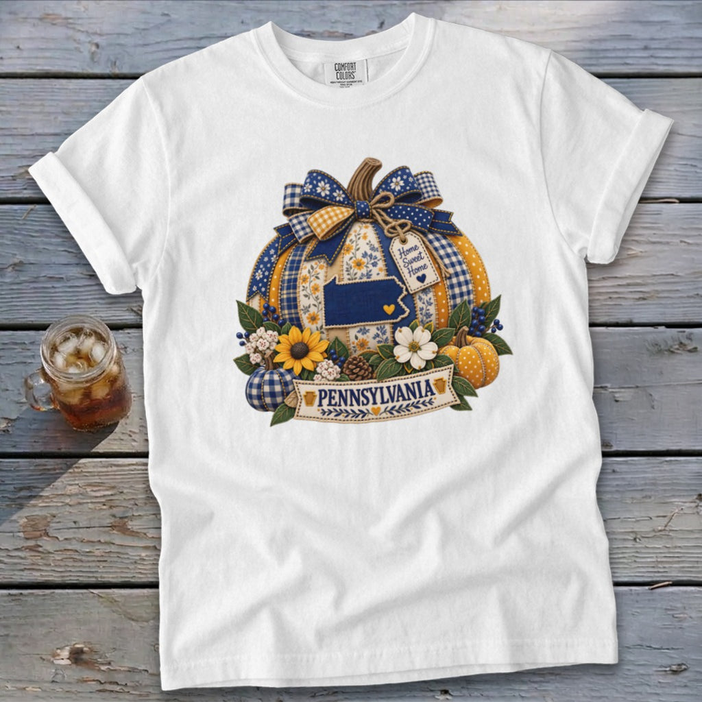 Pennsylvania Faux Patchwork Pumpkin Signature Tee