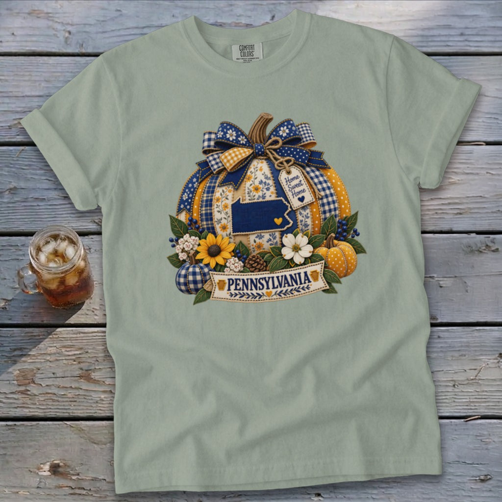 Pennsylvania Faux Patchwork Pumpkin Signature Tee