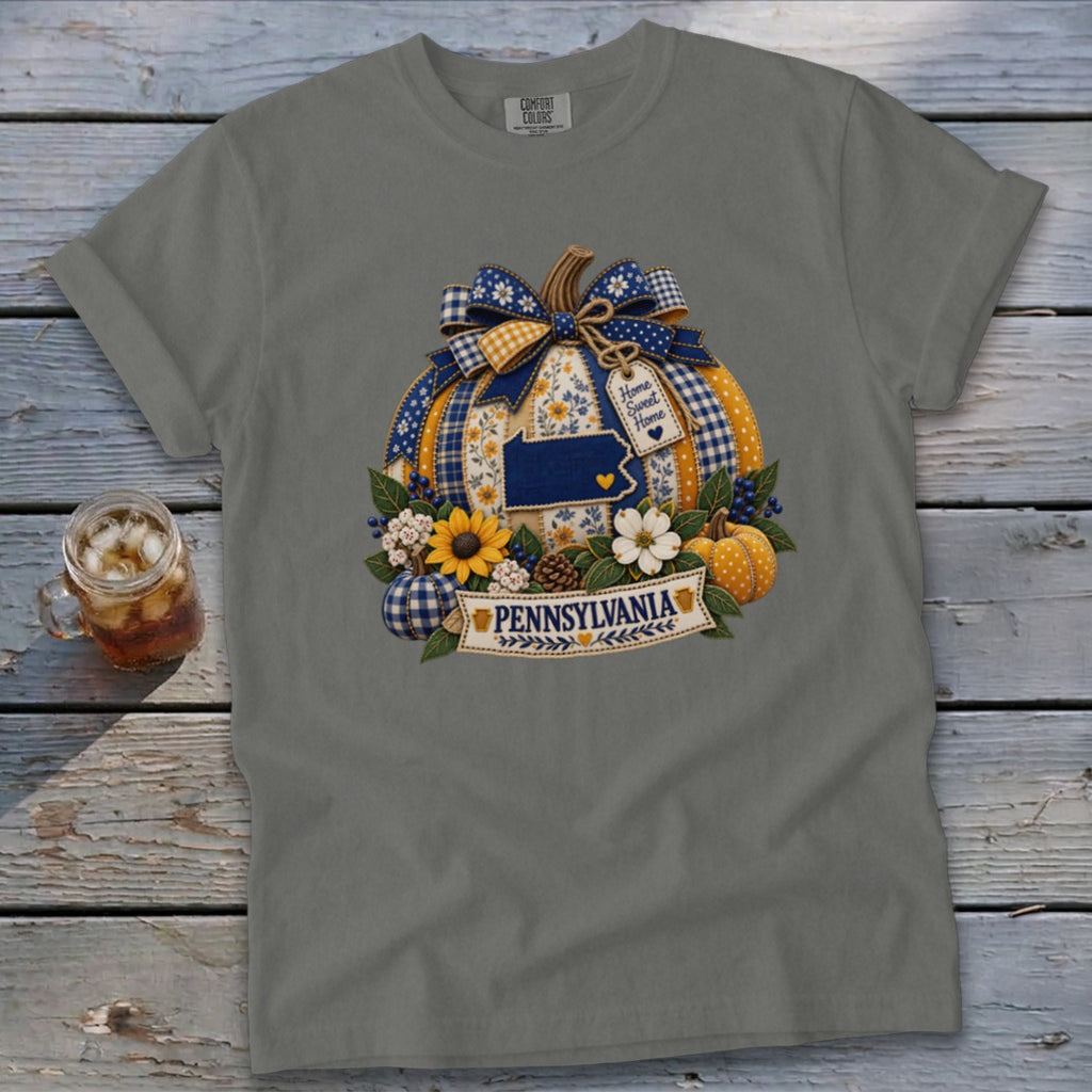 Pennsylvania Faux Patchwork Pumpkin Signature Tee