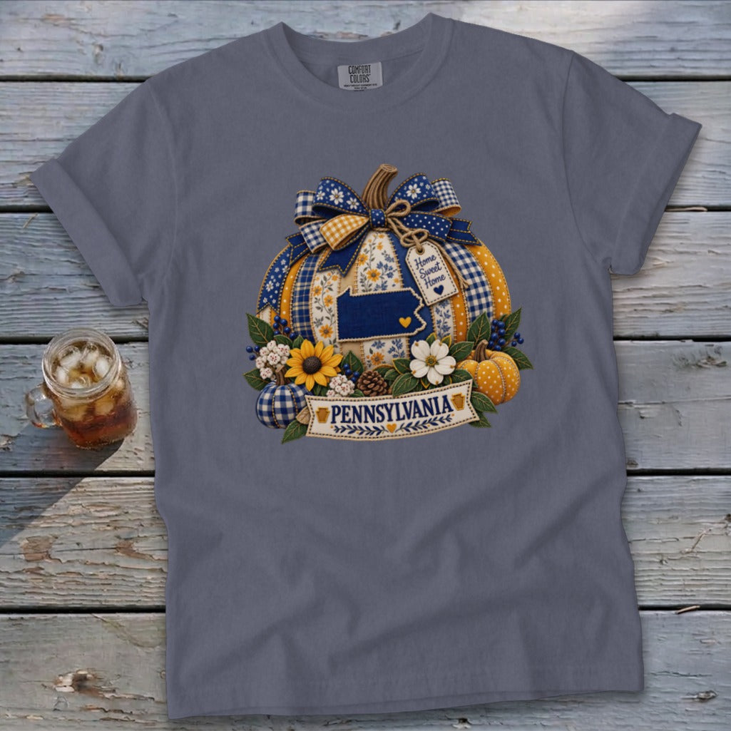 Pennsylvania Faux Patchwork Pumpkin Signature Tee