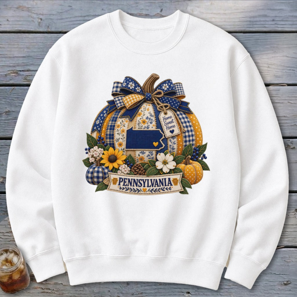 Pennsylvania Faux Patchwork Pumpkin Sweatshirt
