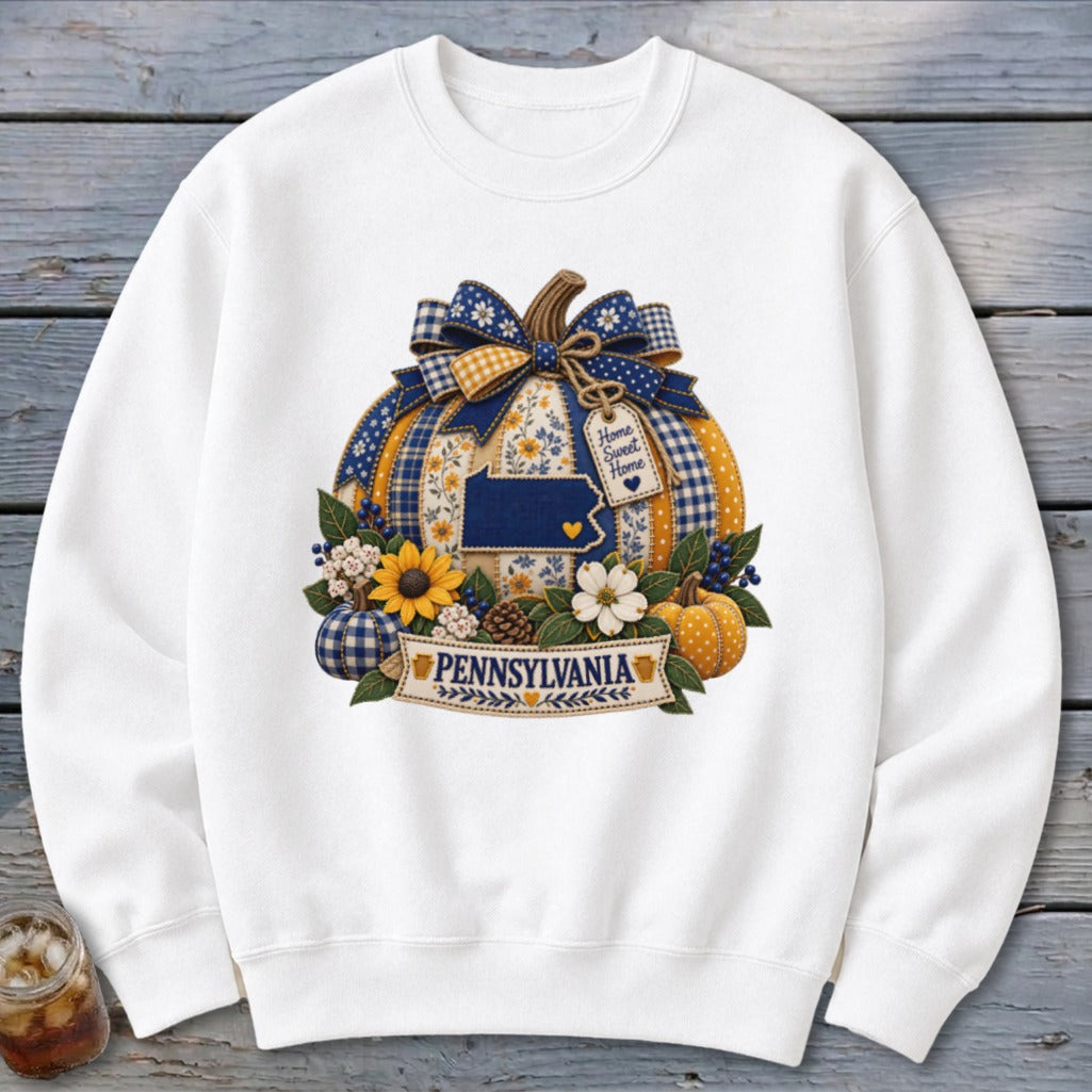 Pennsylvania Faux Patchwork Pumpkin Sweatshirt