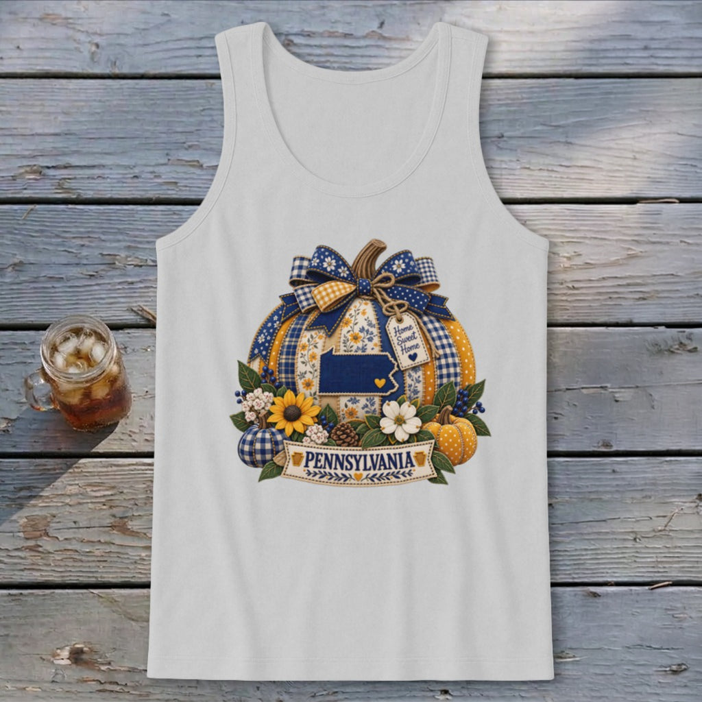 Pennsylvania Faux Patchwork Pumpkin Tank Top