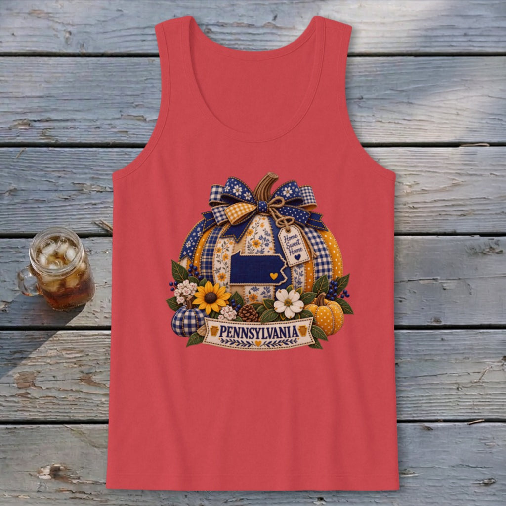 Pennsylvania Faux Patchwork Pumpkin Tank Top