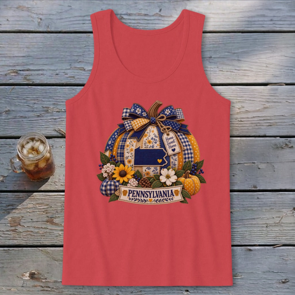 Pennsylvania Faux Patchwork Pumpkin Tank Top