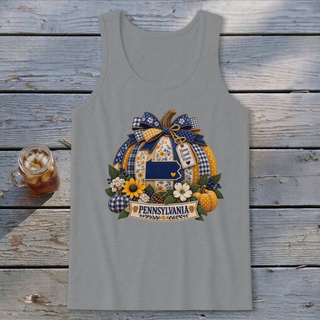 Pennsylvania Faux Patchwork Pumpkin Tank Top