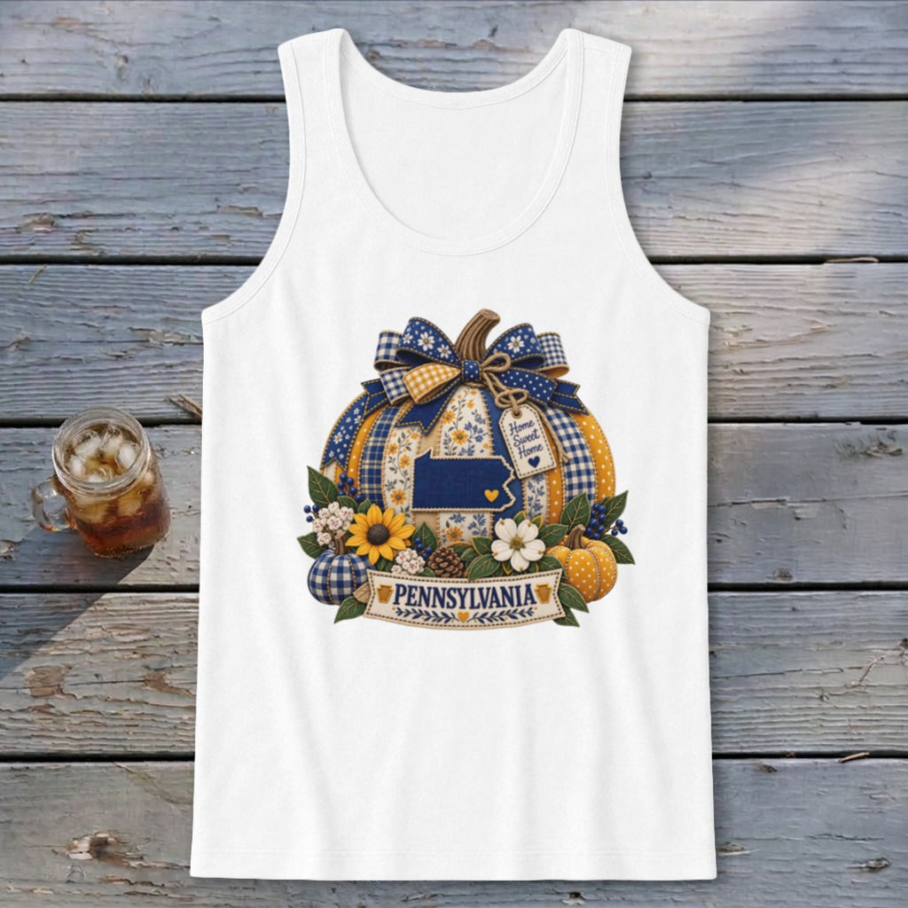 Pennsylvania Faux Patchwork Pumpkin Tank Top