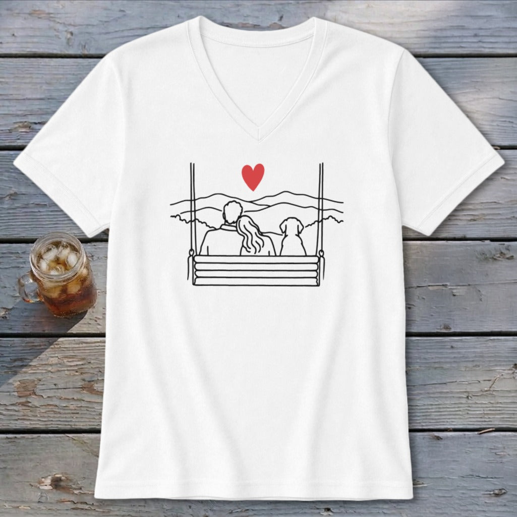 Porch Swing Couple V-neck