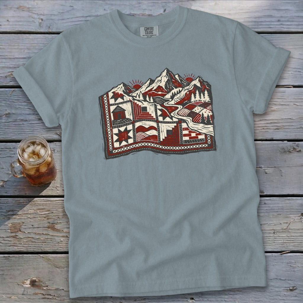 Quilted Mountain Signature Tee - Ice Blue