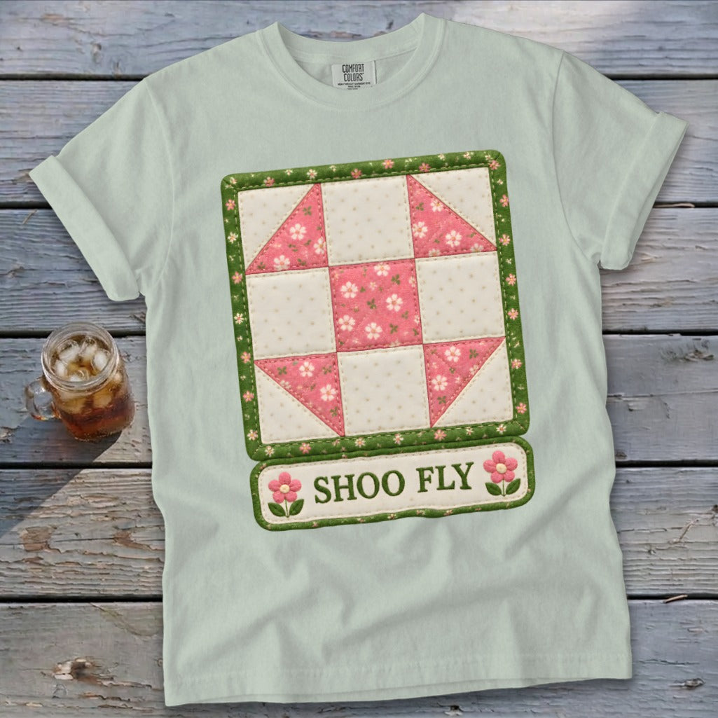 Shoo Fly Faux Quilt Block Signature Tee