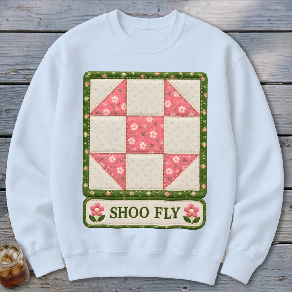 Shoo Fly Faux Quilt Block Sweatshirt