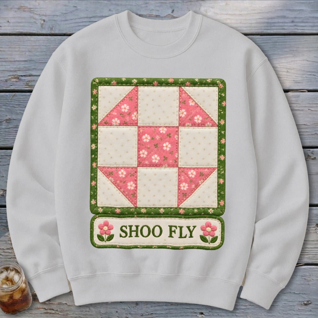Shoo Fly Faux Quilt Block Sweatshirt