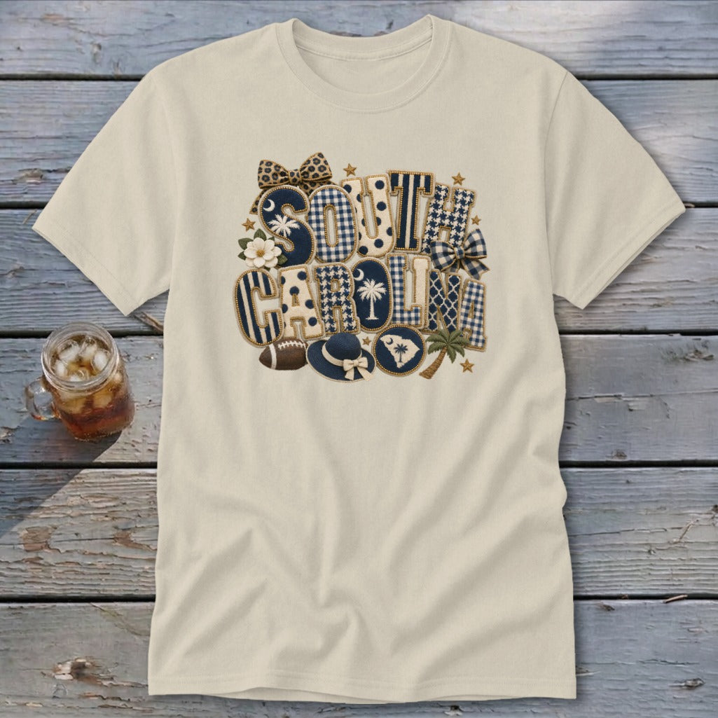 South Carolina Faux Chenille Fall Patch Classic Tee