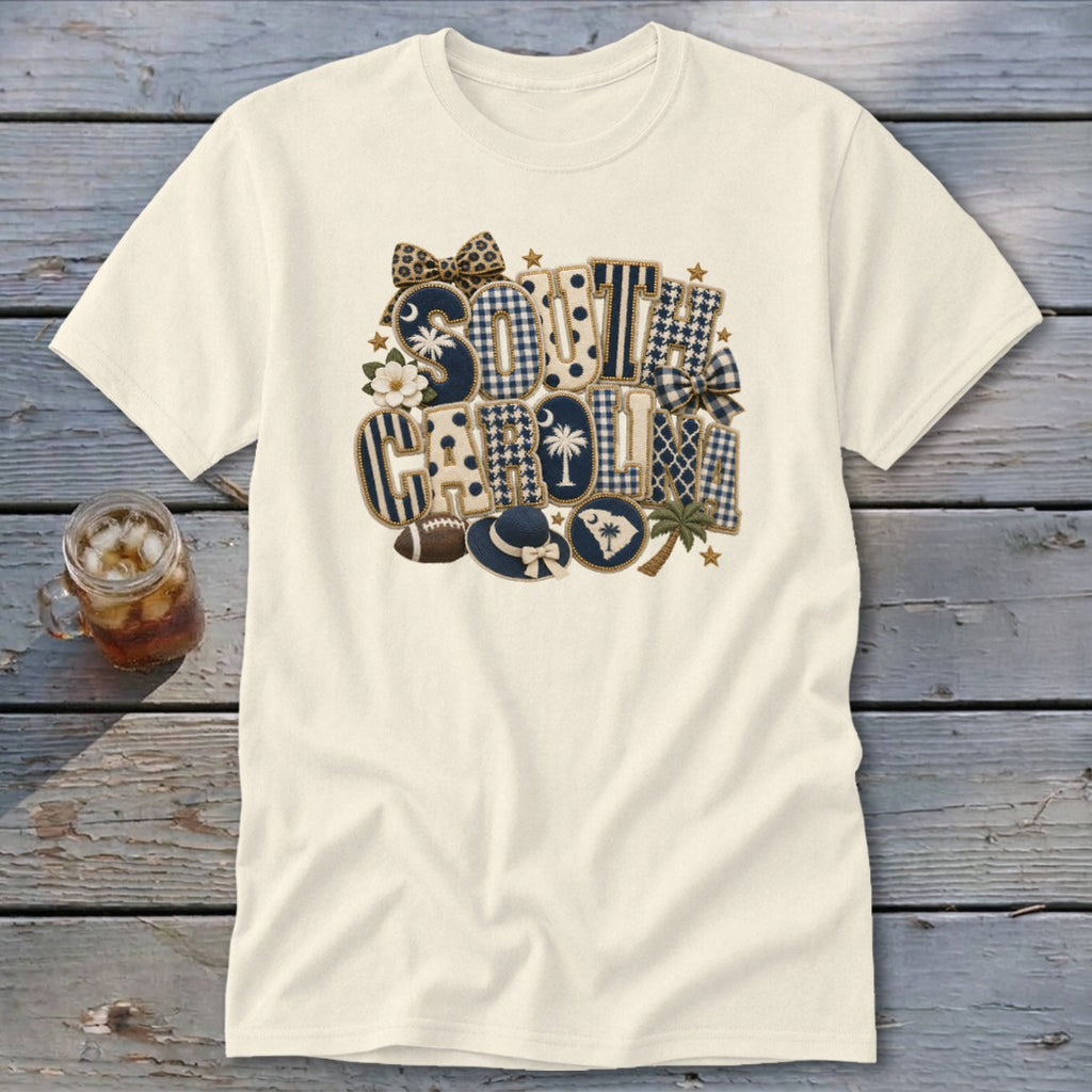 South Carolina Faux Chenille Fall Patch Classic Tee