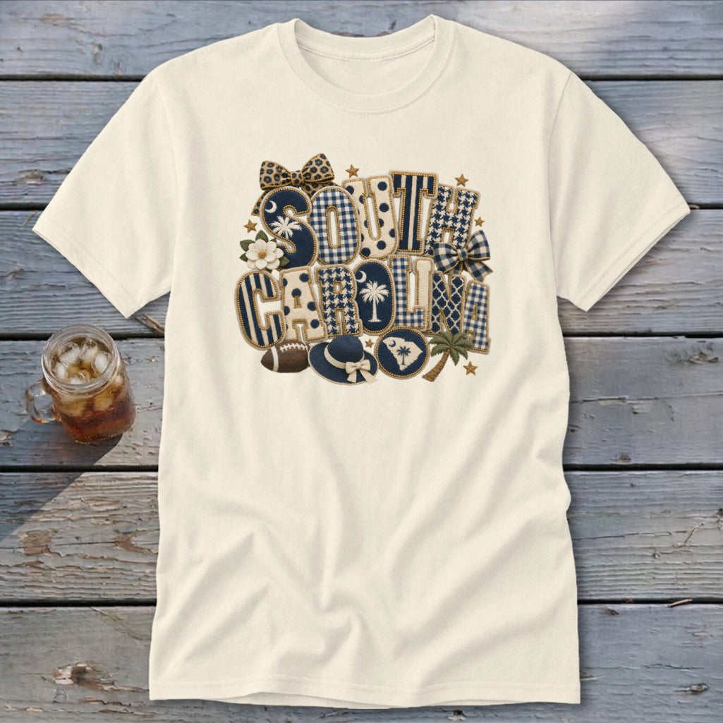 South Carolina Faux Chenille Fall Patch Classic Tee