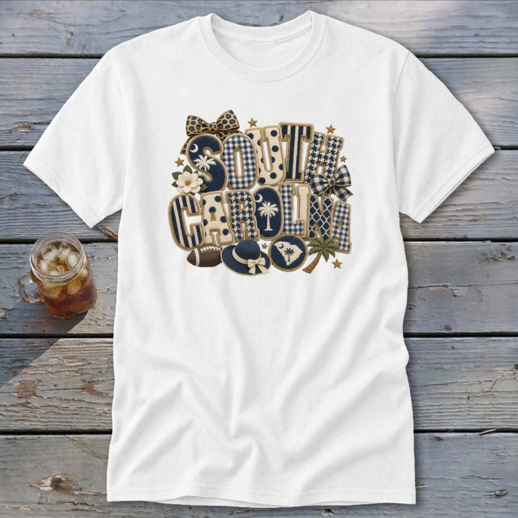 South Carolina Faux Chenille Fall Patch Classic Tee