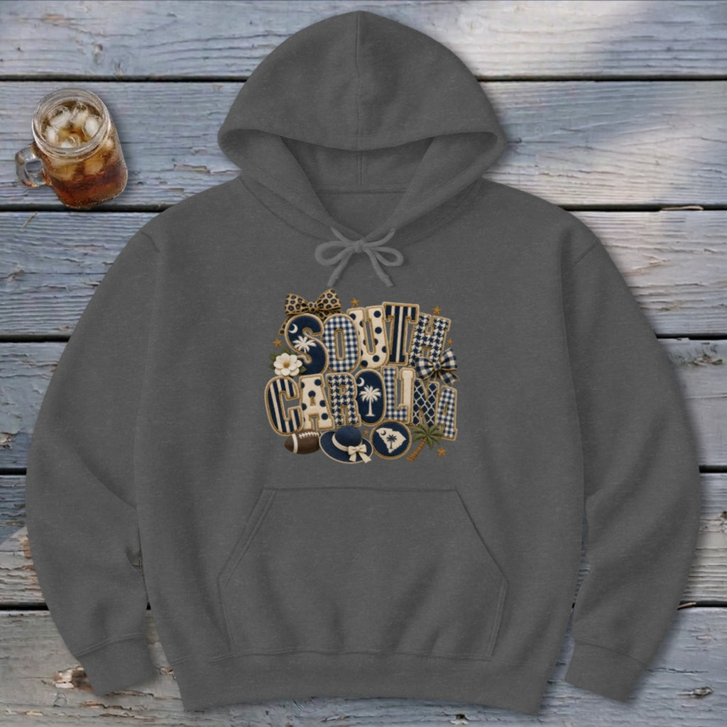 South Carolina Faux Chenille Fall Patch Hoodie