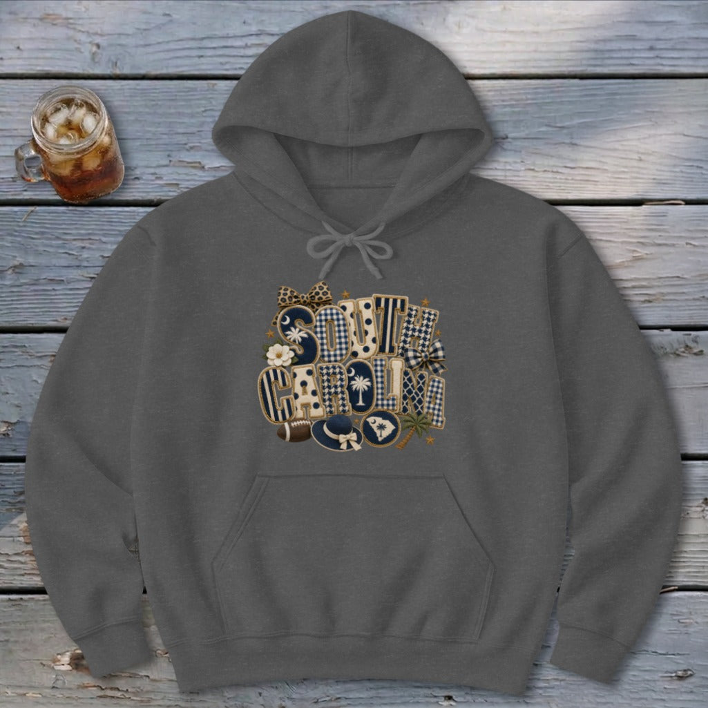 South Carolina Faux Chenille Fall Patch Hoodie