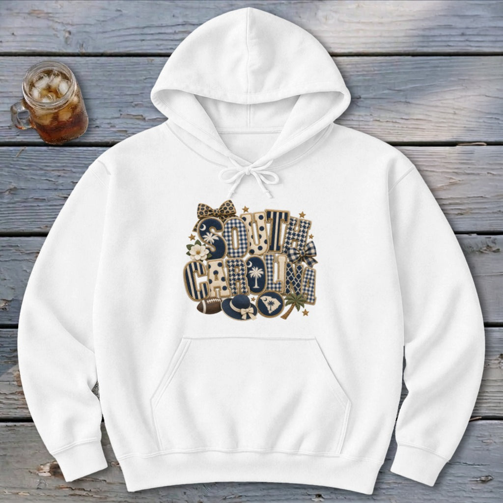 South Carolina Faux Chenille Fall Patch Hoodie