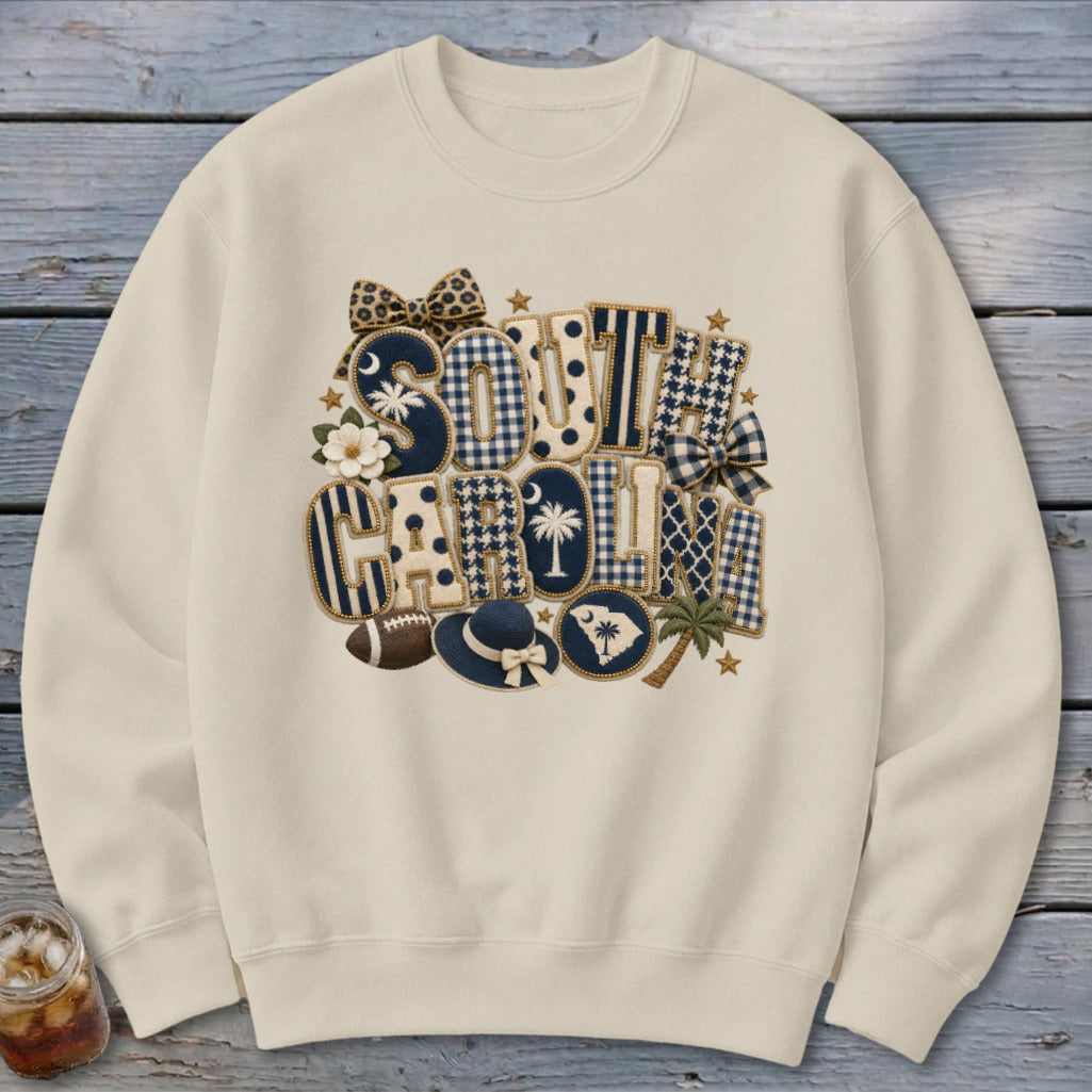South Carolina Faux Chenille Fall Patch Sweatshirt