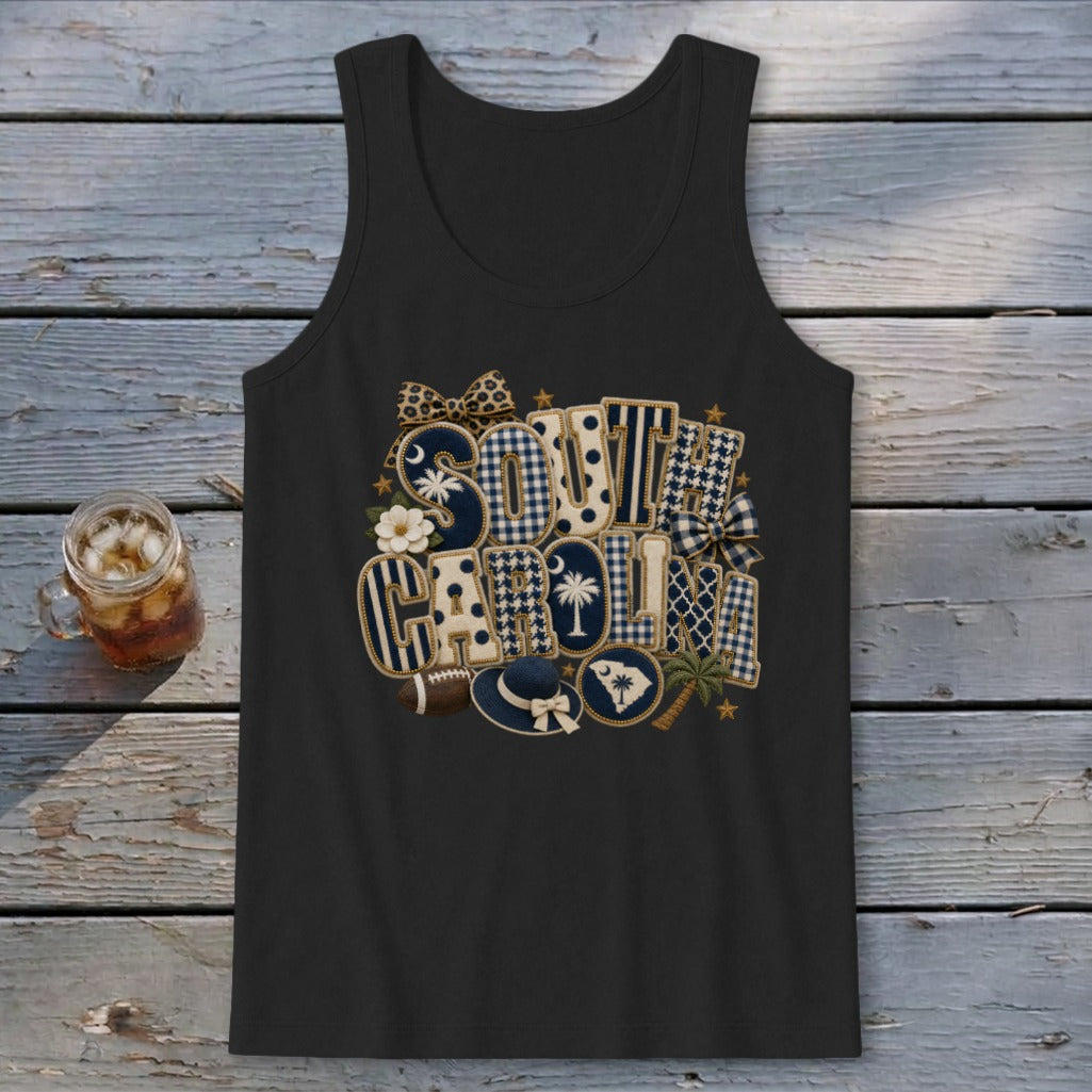 South Carolina Faux Chenille Fall Patch Tank Top