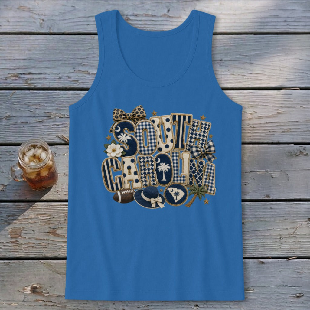 South Carolina Faux Chenille Fall Patch Tank Top