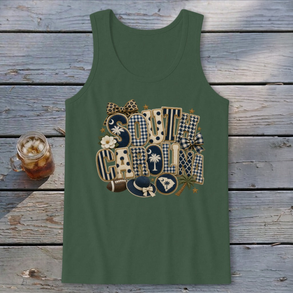 South Carolina Faux Chenille Fall Patch Tank Top