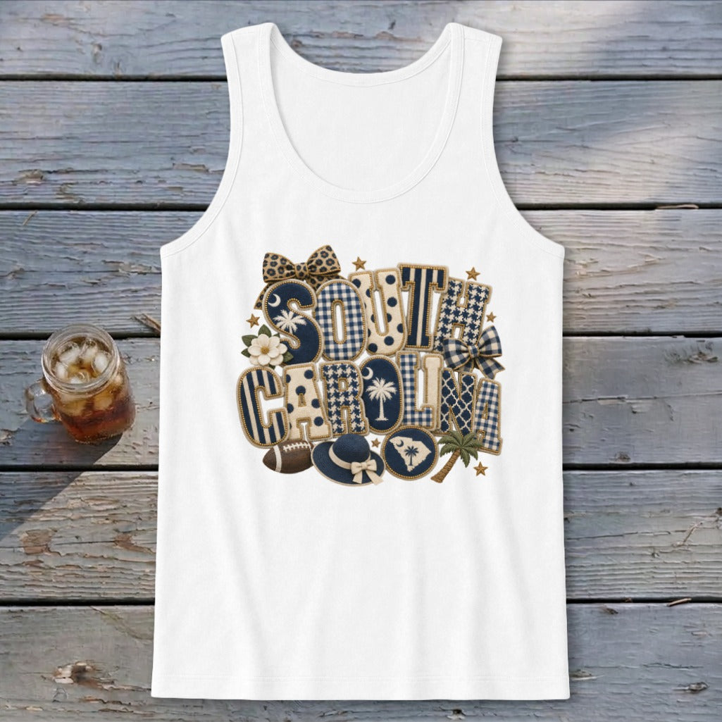 South Carolina Faux Chenille Fall Patch Tank Top