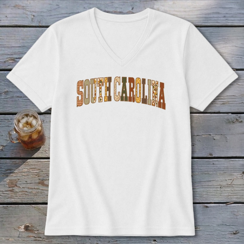 South Carolina Faux Embroidery Letters V-neck
