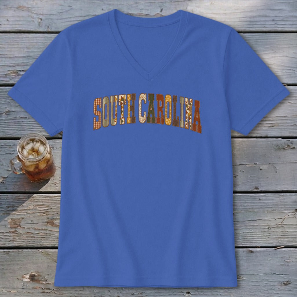 South Carolina Faux Embroidery Letters V-neck
