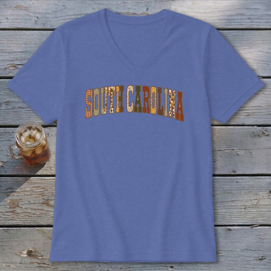 South Carolina Faux Embroidery Letters V-neck