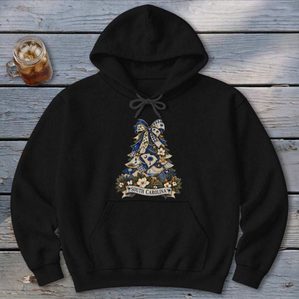 South Carolina Faux Patchwork Christmas Tree Hoodie