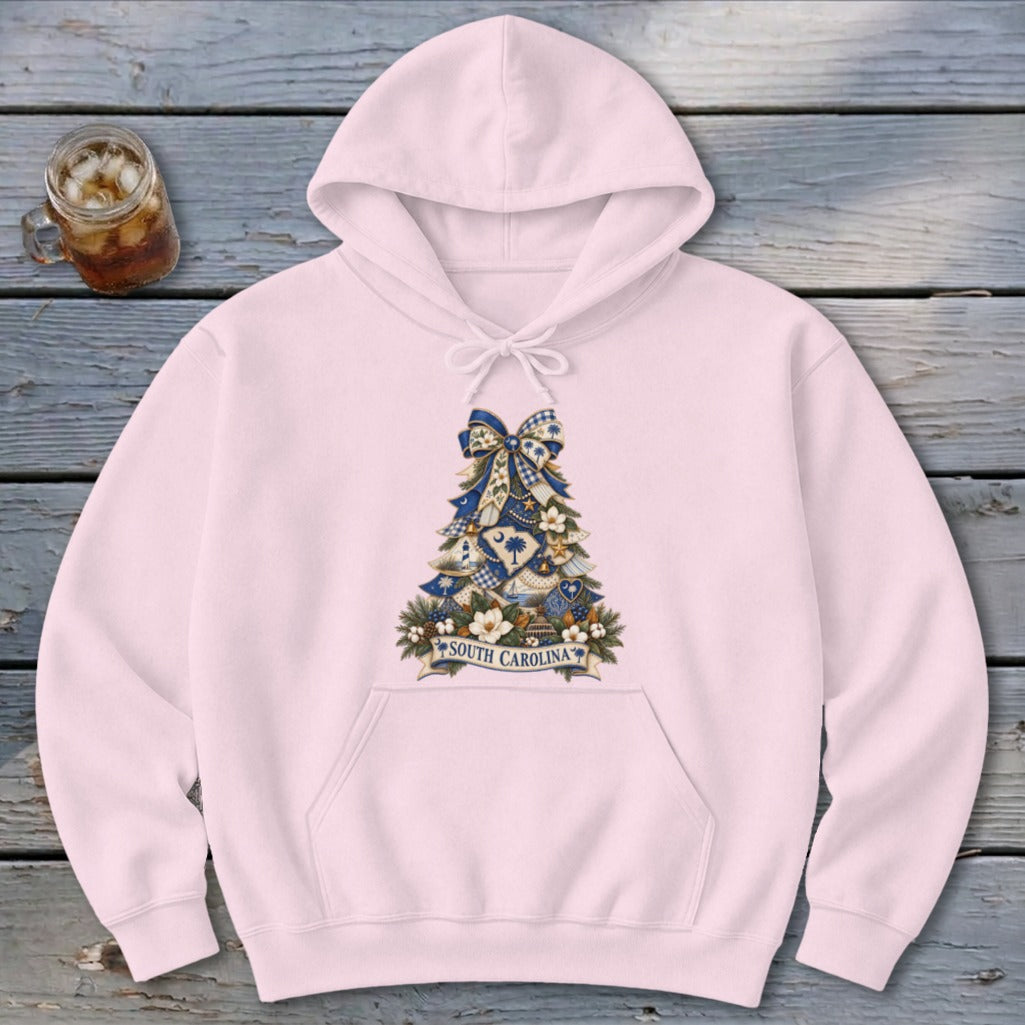 South Carolina Faux Patchwork Christmas Tree Hoodie