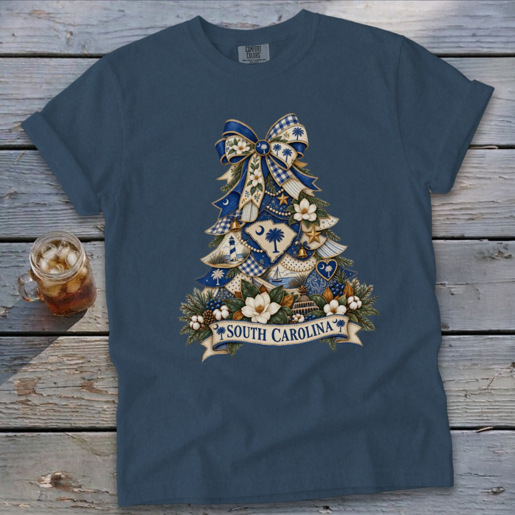 South Carolina Faux Patchwork Christmas Tree Signature Tee