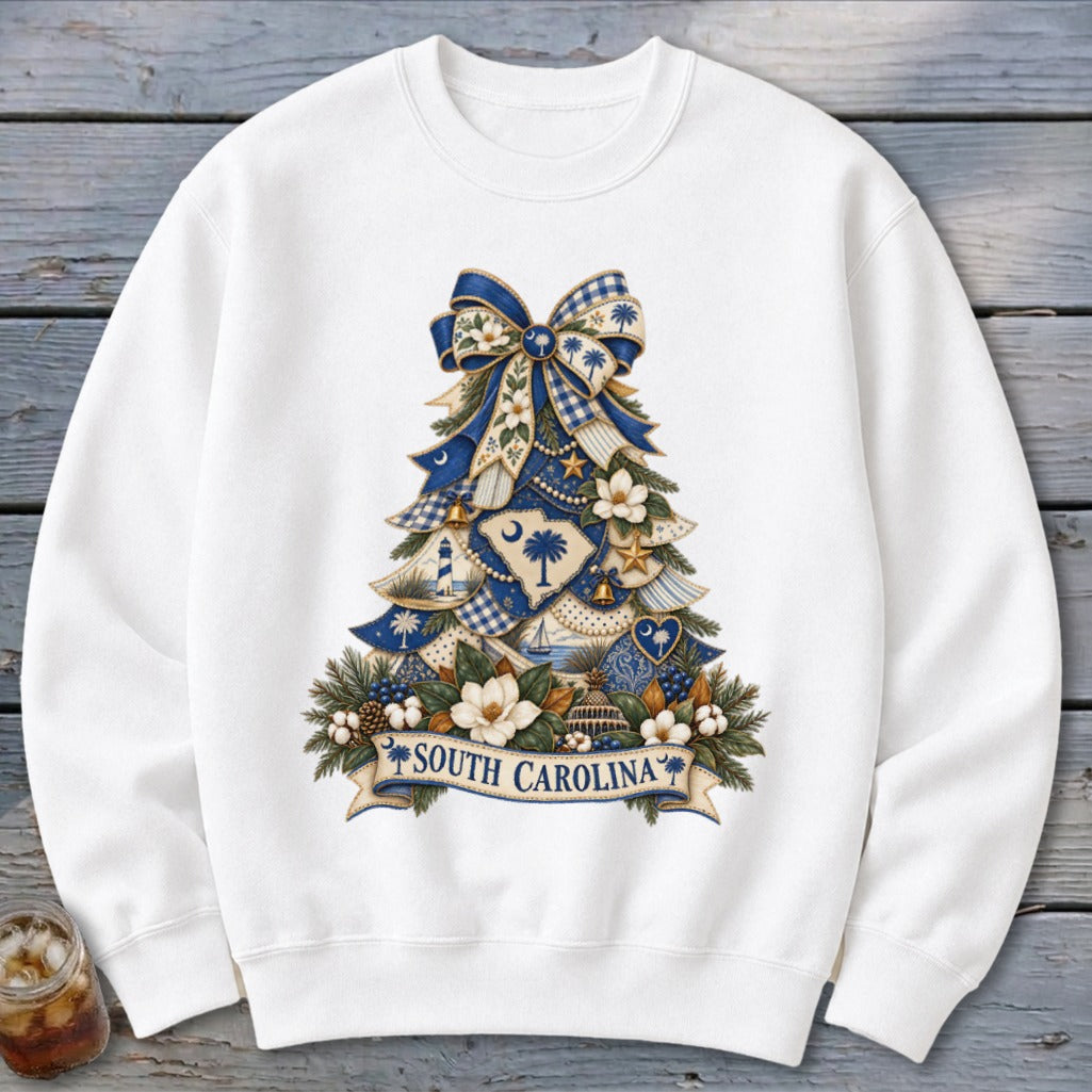 South Carolina Faux Patchwork Christmas Tree Sweatshirt